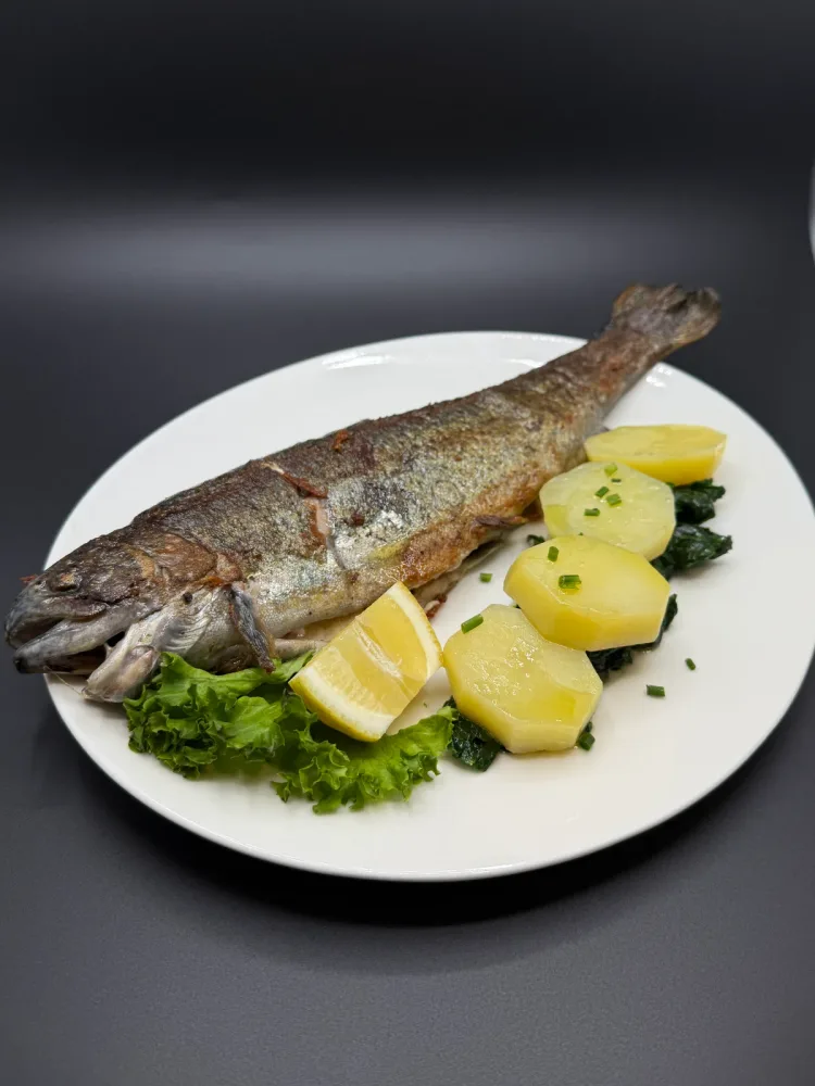 Roasted fresh trout from our own tank