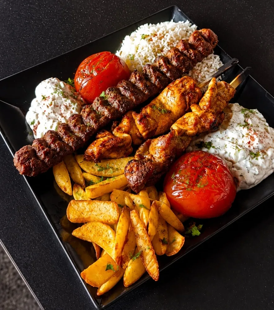 XXL Kebab Adana Hackfleisch und Haehnchenspiess Grillteller (für 2 Personen)